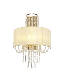Freida French Gold-Ivory Cream Crystal Wall Lights Diyas Shaded Wall Lights